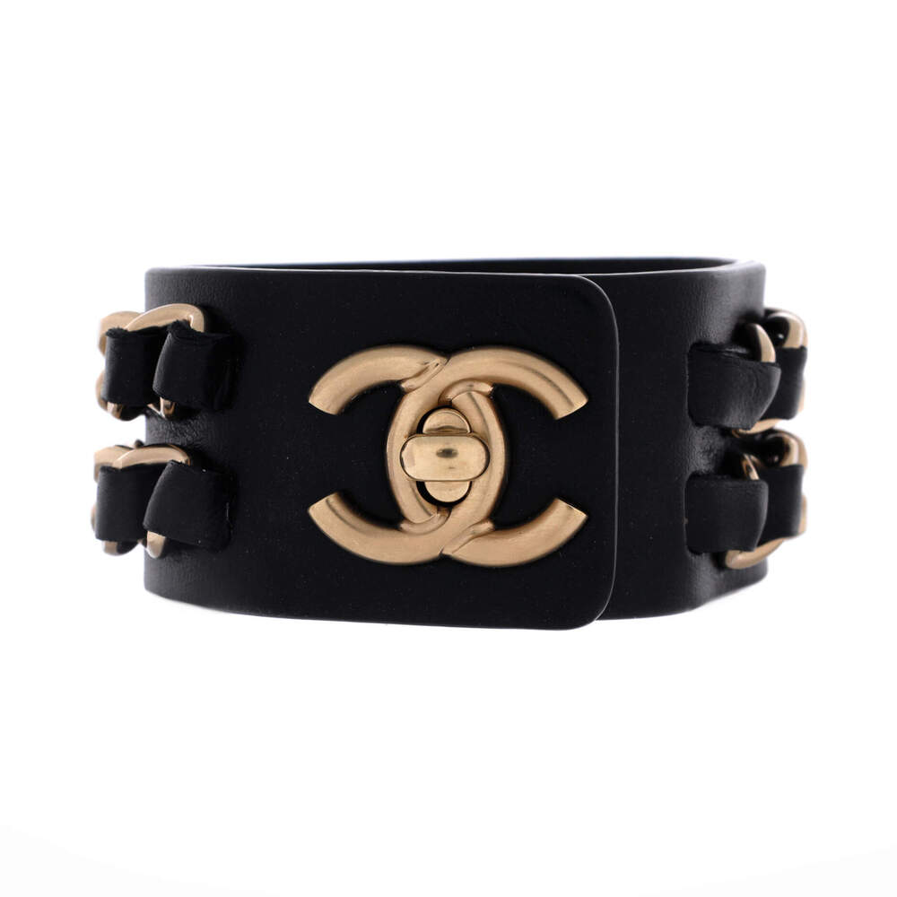Chanel Wide CC Turnlock Chain Cuff Bracelet